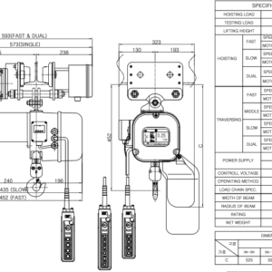 Palang xích điện chạy trên dầm loại 250kg