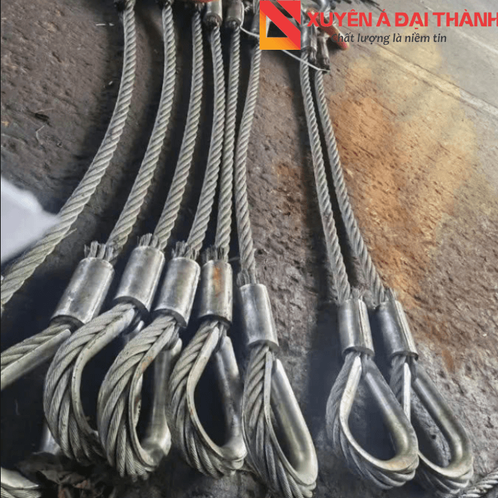 Sling cáp thép bấm 2 mắt cứng chính hãng