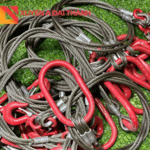 Cáp thép 2 chân kèm móc cẩu