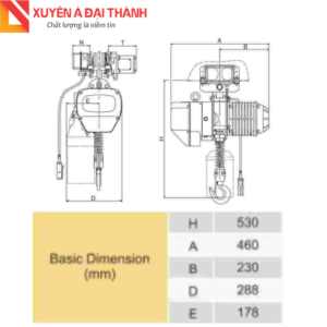 Mô Tả Pa Lăng Xích Điện 250Kg