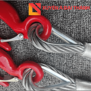 Cáp thép 2 chân kèm móc cẩu bấm mắt cứng