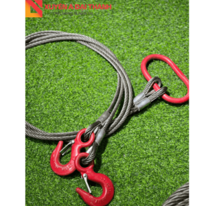 Bộ sling cáp thép 2 chân kết hợp móc cẩu mắt