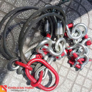 Sling cáp thép kẹp chì kết hợp ma ní chốt vặn ren hàn Quốc