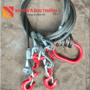 Cáp thép cẩu hàng 4 chân kèm vòng khuyên đơn
