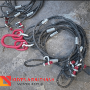 Cáp thép cẩu hàng kèm vòng khuyên đôi bấm chì mắt mềm