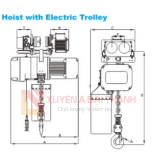 Mô phỏng palang xích điện - loại di chuyển
