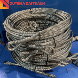 Sling cáp thép mạ kẽm bấm hai mắt cứng đã hoàn thành