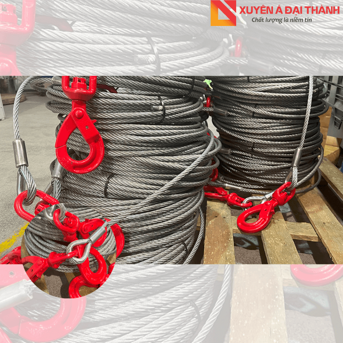 Sling cáp thép được trang bị thêm móc cẩu
