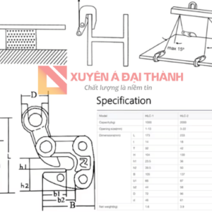 Thông số kỹ thuật Kẹp nâng ngang Kawasaki