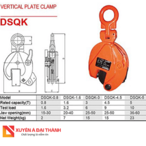 Thông số kỹ thuật kẹp tôn model: DSQK - Seagull