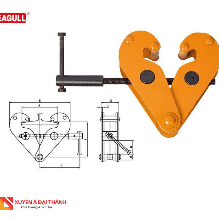 Kẹp tôn, kẹp thép đa năng 1 tấn - 10 tấn - Seagull Nhật Bản
