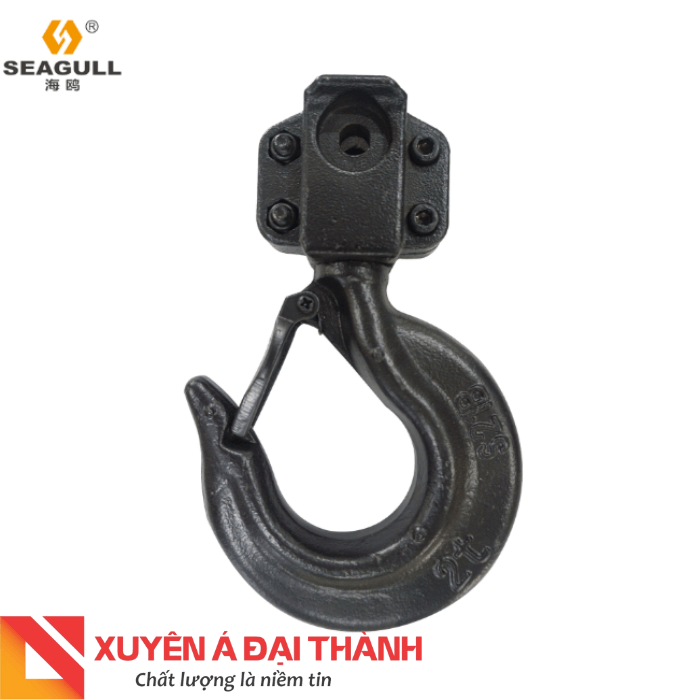 Móc cẩu Hook Components trên, dưới có khóa chốt an toàn cho tời tải trọng 1 tấn - 10 tấn - Seagull