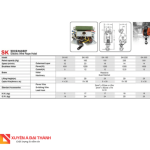 Thông số kỹ thuật model SK - Seagull