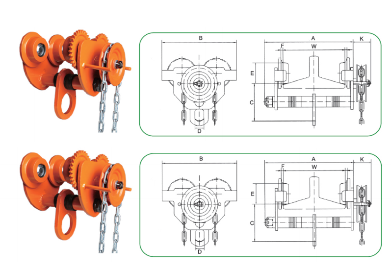 Cấu Tạo Con Chạy Kéo Tay Có Bánh Răng - Model VG - Kawasaki