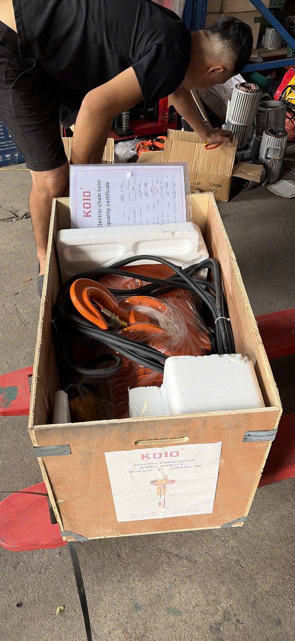 Palang xích điện KOIO kèm giấy chứng nhận chất lượng tại kho XADT