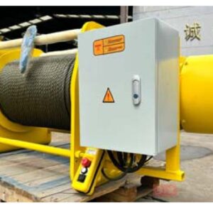 Máy tời điện 500kg ALLMAN màu vàng cáp 100m kèm tủ điện điều khiển